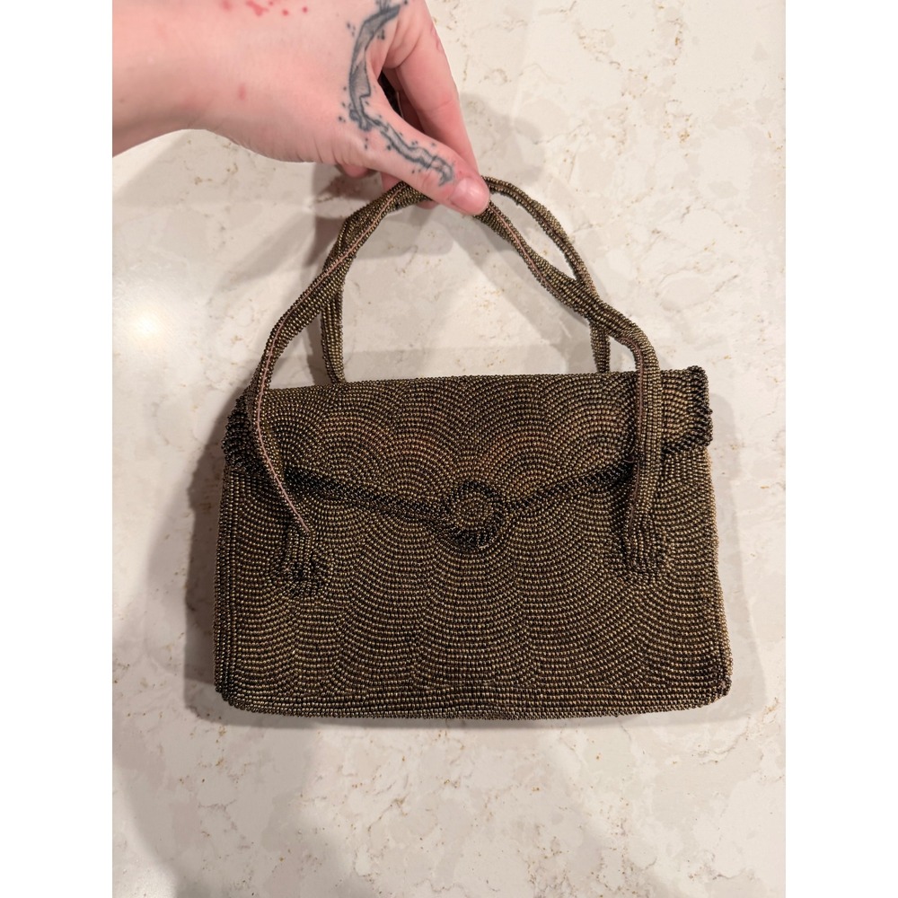Vintage Richere Bag by Walborg Bronze Beaded Evening Handbag Japan Art Deco